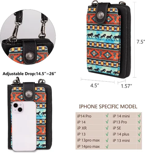 Vista 5 de Montana West Bolsos cruzados pequeños occidentales para teléfono celular para mujer