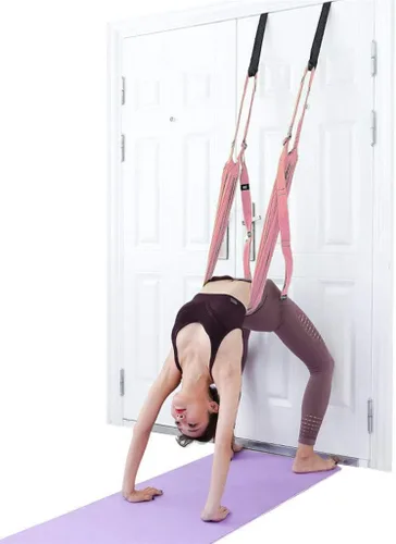 Vista 7 de Correa de estiramiento de yoga, fitness, estirador de piernas ajustable, entrenador de asistencia para flexión de espalda, mejora la flexibilidad