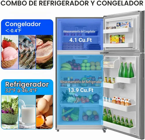 Vista 3 de Refrigerador de 30" con congelador superior independiente, refrigerador sin escarcha de 18,0 pies cúbicos, refrigerador de tamaño completo