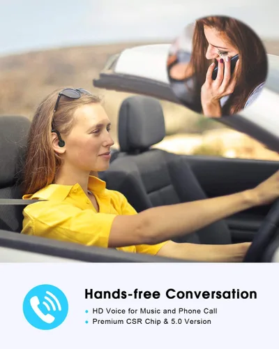 Vista 2 de NANAMI Auriculares Bluetooth, auricular Bluetooth V5.0, auriculares ultraligeros de 320 horas con micrófono giratorio, auriculares manos libres