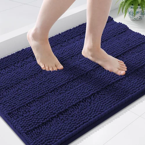 Vista 47 de Grandaily Alfombras de baño de felpilla a rayas de 24 x 16 pulgadas, extra gruesas y suaves, absorbentes, parte trasera de goma, alfombra de ducha