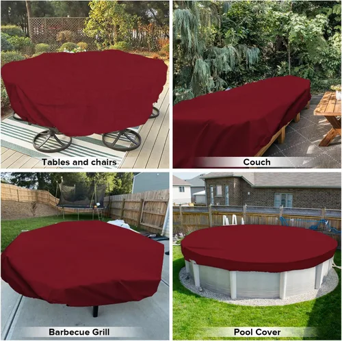 Vista 16 de Fundas para muebles de patio, impermeables, resistentes a los rayos UV, resistentes a los rayos UV, para exteriores, mesa redonda y rectangular