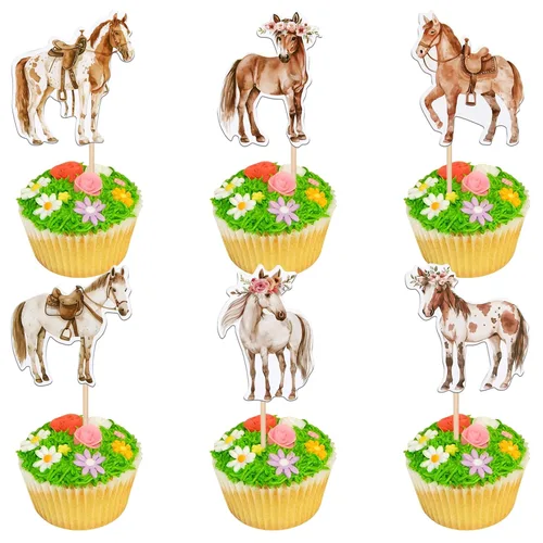 Vista 16 de 36 piezas de decoración para cupcakes de animales de la jungla, león, mono, cebra, hipopótamo, jirafa, elefante, temática de bosque, púas