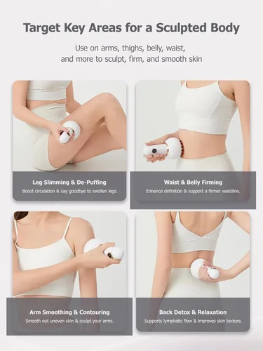 Vista 8 de Masajeador de drenaje linfático y herramienta de masaje anticelulitis, reduce las estrías y la celulitis, para piernas, brazos y vientre, máquina
