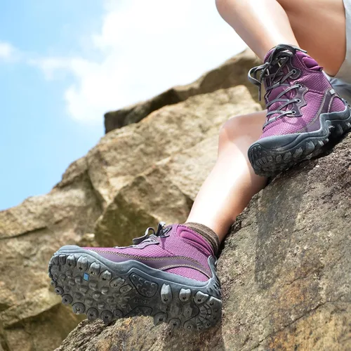 Vista 6 de Skenary Dimo Botas de senderismo para mujer, zapatos de caminar impermeables mediados