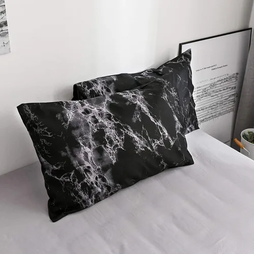 Vista 7 de Juego de ropa de cama cómoda, 3 piezas/juego de fundas de almohada, diseño mármol UE, tamaño doble, funda de edredón de poliéster mármol P