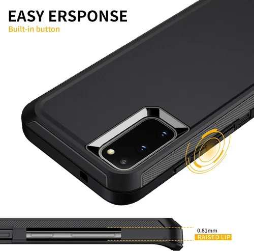 Vista 4 de Funda para Galaxy S20 Plus 5G, a prueba de golpes, a prueba de caídas, a prueba de polvo, 3 capas, protección de cuerpo completo, resistente