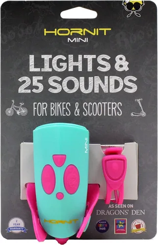 Vista 11 de Hornit Mini bocina de bicicleta y scooter con faros para niños