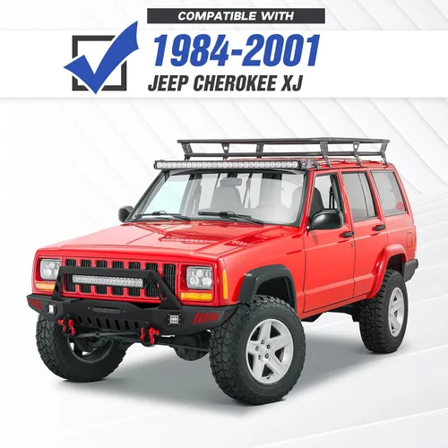 Vista 2 de Parachoques delanteros y traseros para Cherokee XJ compatibles con Cherokee XJ 1984-2001 (2/4 puertas) parachoques todoterreno con placa