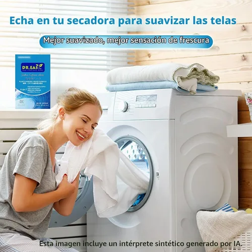 Vista 3 de DR.EASY - Hojas de secado a base de plantas, fórmula de 252 unidades, azul océano, hojas suavizantes para lavandería, sin perfume, sin colorantes