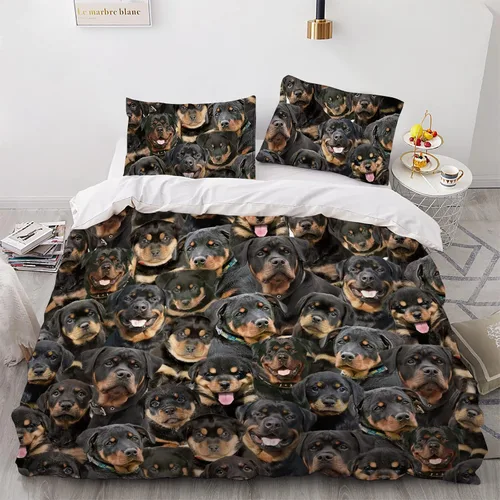 Vista 23 de Airedale Terrier - Juego de funda de edredón con estampado de cara de perro, juego de ropa de cama de 3 piezas, juego de funda de edredón suave