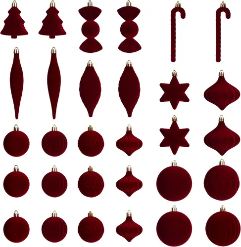 Vista 10 de 30 adornos de terciopelo para árbol de Navidad, juego de adornos de Navidad Azul polvo