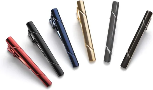 Vista 3 de Juego de clips de corbata para hombre, para corbatas regulares, corbatas, bodas, negocios, clips de corbata