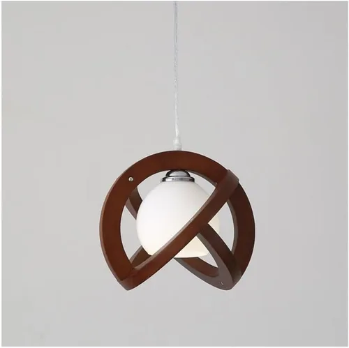 Vista 8 de Lámpara colgante de madera estilo rústico retro con globo de vidrio blanco, lámpara colgante Celing para cocina, isla, comedor, dormitorio, pasillo