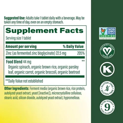 Vista 2 de Suplementos de Zinc MegaFood - Suplemento de apoyo inmunológico vegano con 22.5 mg de zinc fermentado de alta potencia - Hecho con alimentos reales