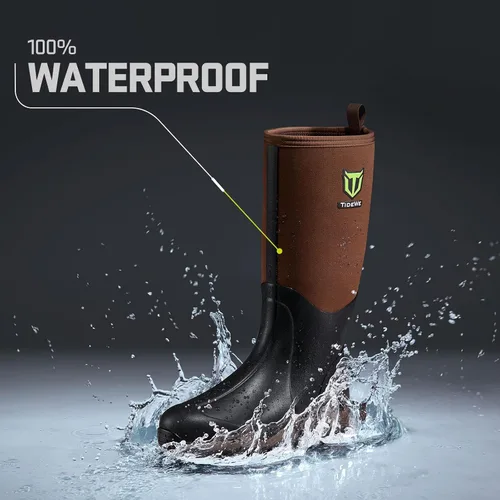 Vista 2 de TIDEWE Botas de Neopreno de Goma para Hombres y Mujeres, Botas de Neopreno Impermeables Resistentes de 6mm, Botas de Lluvia Botas de Caza Botas