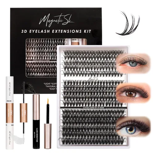 Vista 8 de Pestañas en racimo, 72 pestañas individuales, extensiones de pestañas postizas, kit de extensión de pestañas postizas reutilizables, aspecto