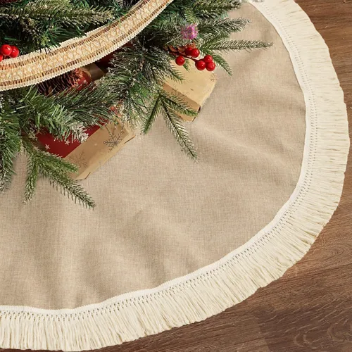 Vista 36 de ORTIGIA Falda blanca para árbol de Navidad de 48 pulgadas con POM POM, falda de árbol de Navidad de felpa suave de piel sintética blanca para árbol