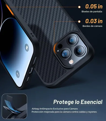 Vista 5 de TORRAS Funda Magnética Mejorada Más Fuerte para iPhone 14 Pro, 12 pies de grado militar probada contra caídas, compatible con MagSafe, resistente a