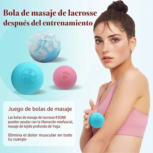 Vista 2 de KSONE Bolas de lacrosse de masaje, bolas de masaje para liberación miofacial y terapia de punto de activación, juego de 2 bolas de masaje