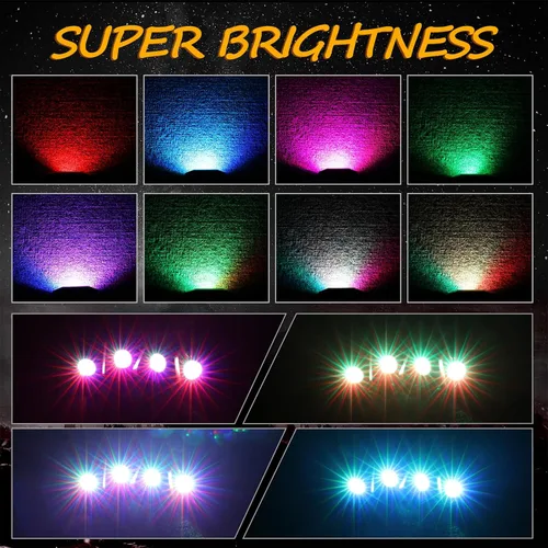 Vista 7 de Niwaker - Kits de luces de roca RGB, 4 cápsulas de luces LED RGB con control Bluetooth, luces LED de neón multicolor para camiones, ATV, UTV, SUV