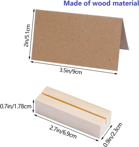 Vista 2 de 20 soportes de madera para tarjetas de lugar, soportes para números de mesa, soportes pequeños para letreros de mesa, soporte para tarjetas