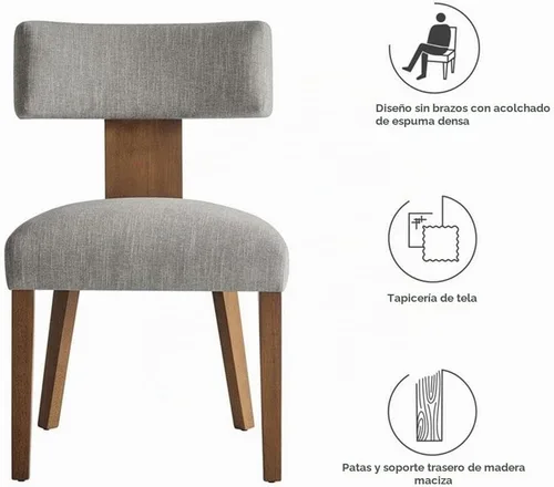 Vista 9 de Modway Nalani - Juego de 2 sillas de comedor sin brazos en tejido jaspeado, color marrón oscuro, sillas auxiliares contemporáneas con patas