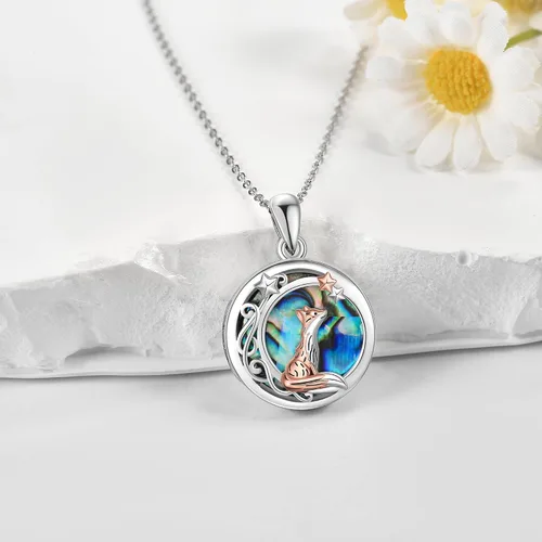 Vista 5 de Collar de plata de ley con colgante de zorroserpienteunicorniobúho en la lunaconejocaballo, joyería de regalo para mujeres, mamá, hermana