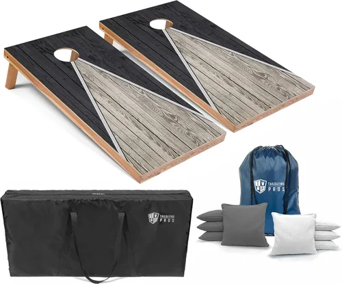 Vista 41 de Tailgating Pros Juego de tablero de Cornhole ligero con diseño piramidal con bolsas de frijoles y estuche de transporte, juego de cornhole
