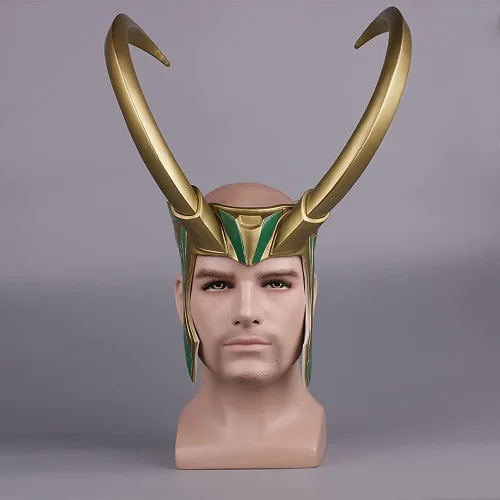 Vista 2 de CAFELE Superhero Helmet Detachable Horns Movie Thor Ragnarok Norse Mythology Mask Cosplay Adult Halloween Costume Party Props