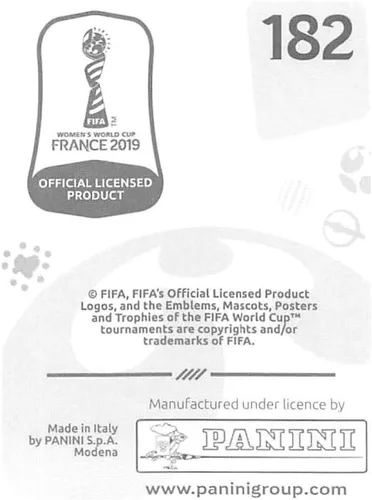 Vista 2 de Panini FIFA - Calcomanías para álbumes de la Copa Mundial Femenina de Francia 2019 (solo adhesivo individual) Fútbol #182 Alanna Kennedy Australia 2