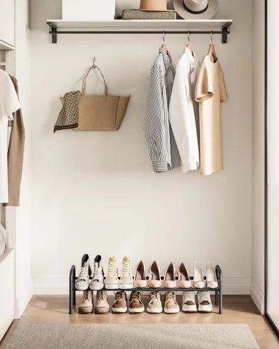 Vista 2 de SONGMICS Zapatero expandible, estante de zapatos de 1 nivel, organizador de zapatos ajustable para 10 pares de zapatos, zapatero de pie libre