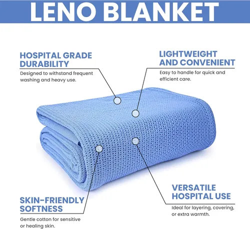 Vista 2 de Linteum Textile - Manta térmica de hospital de 66 x 90 pulgadas, 100 % algodón, transpirable, suave y acogedora, con diseño de célula abierta