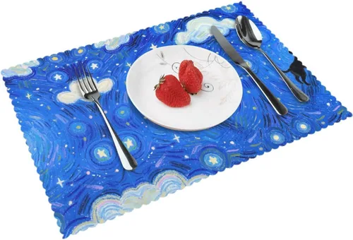 Vista 15 de Rectangular Placemats Set of 4, Heat Resistant Aurora Printed Kitchen Dining Table Mats