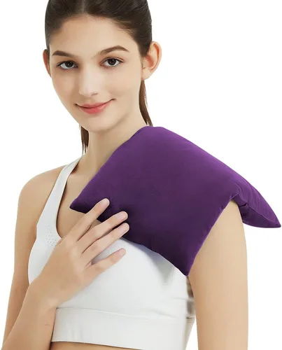 Vista 10 de Almohadilla térmica para microondas con funda lavable, 8 x 12 almohadilla térmica multiusos para microondas para cuello y hombros, bolsa de frijoles