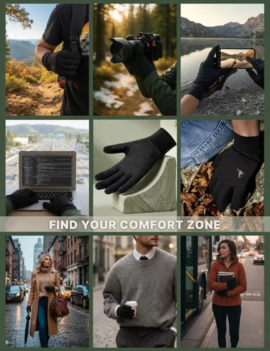 Vista 5 de Guantes ligeros de invierno para correr, guantes de pantalla táctil, forros para ciclismo, ciclismo, para hombres y mujeres