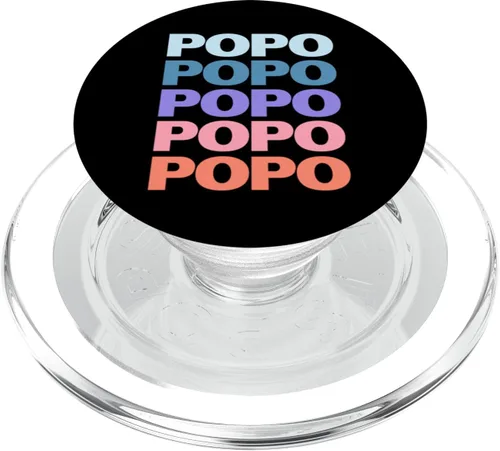 Vista 7 de Funny Modern Repeated Text Design Popo Grandpa Granddad PopSockets Adhesive PopGrip
