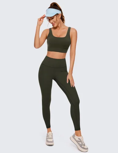 Vista 3 de CRZ YOGA Butterluxe - Brasier deportivo con espalda en U para mujer, cuello redondo, acolchado, de bajo impacto, para yoga, entrenamiento
