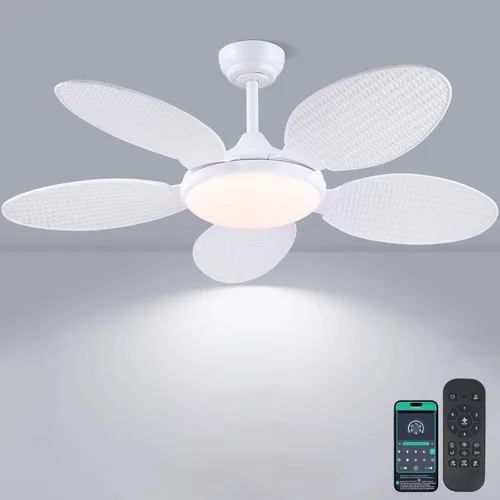 Vista 11 de PHORUS Ventiladores de techo de hoja de palma de 48 pulgadas con luces, ventiladores de techo tropical para exteriores con control remoto