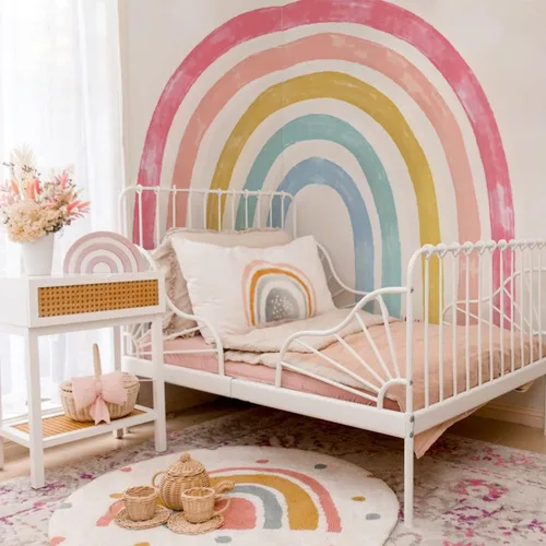 Vista 3 de Calcomanías de pared de acuarela de gran tamaño para despegar y pegar, autoadhesivas, precortadas, coloridas calcomanías de arte de pared