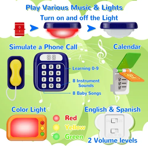 Vista 4 de Juguetes Montessori para niño y niña de 1 año, tablero musical Montessori ocupado para 12-18 meses de edad, juguete Montessori educativo para niños