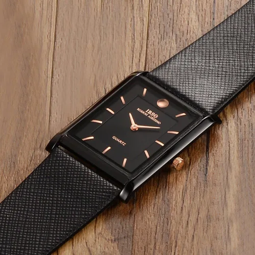 Vista 3 de IBSO Men Watches 7MM Ultra-Thin Rectangle Dial Watch Classic Quartz Wristwatch