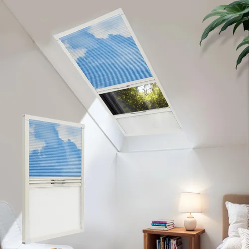 Vista 34 de Persianas de tragaluz con bloqueo de luz para techo, persianas celulares sin cables, aislamiento térmico, persianas de panal para techo, ventanas