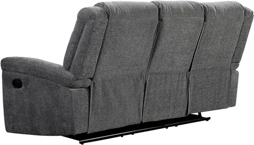 Vista 2 de Betsy Furniture Juego de sofá reclinable de microfibra, juego de sala de estar, sofá biplaza 9011 (gris, sofá)