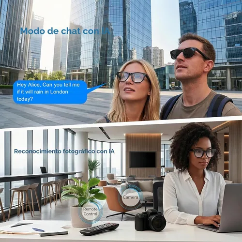 Vista 3 de AI Smart Glasses with Camera, 8MP HD Bluetooth Camera Glasses for Women Men