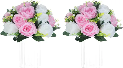 Vista 18 de NUPTIO Rosas Artificiales Negras Flores: Ramo de Flores Falsas Decoraciones de Halloween - 15 Cabezas Centros de Mesa de Rosas Artificiales con Base