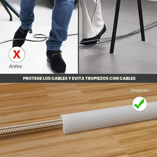 Vista 3 de Ocultador de cable de silicona de 39 pulgadas para montaje en pared, ocultador de cables autoadhesivo para 1 cable (1/4 pulgadas de diámetro)