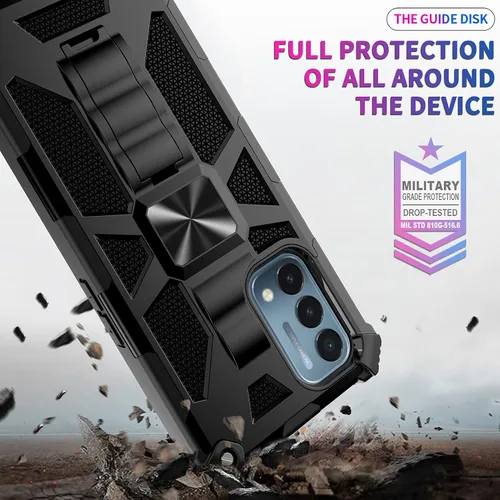 Vista 4 de Funda para Oneplus Nord N200 5G 2021, grado militar, cubierta probada contra caídas, soporte integrado compatible con soporte magnético