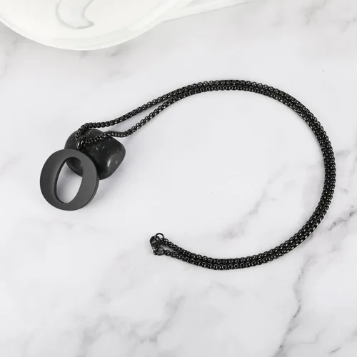 Vista 3 de Rehoboth Collar con dije de letra inicial de 26 letras grandes de la A a la Z para niñas, niños, mujeres, hombres, alfabeto grande, collar con dije