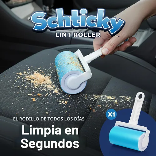Vista 6 de Schticky juego de rodillo para eliminar pelusas de 3 piezas, de lujo, reutilizable, con palo de acero inoxidable extensible